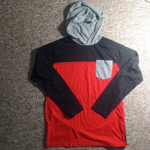 The Children's Place Red and Black Long Sleeve Tee with Gray Hood